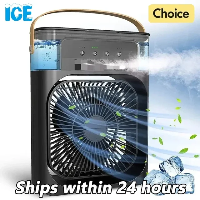 Portable Humidifier Fan Air Conditioners USB Electric Fan LED Night Light Water Mist Fun 3 In 1 Air Cooler Humidifie For Home 2