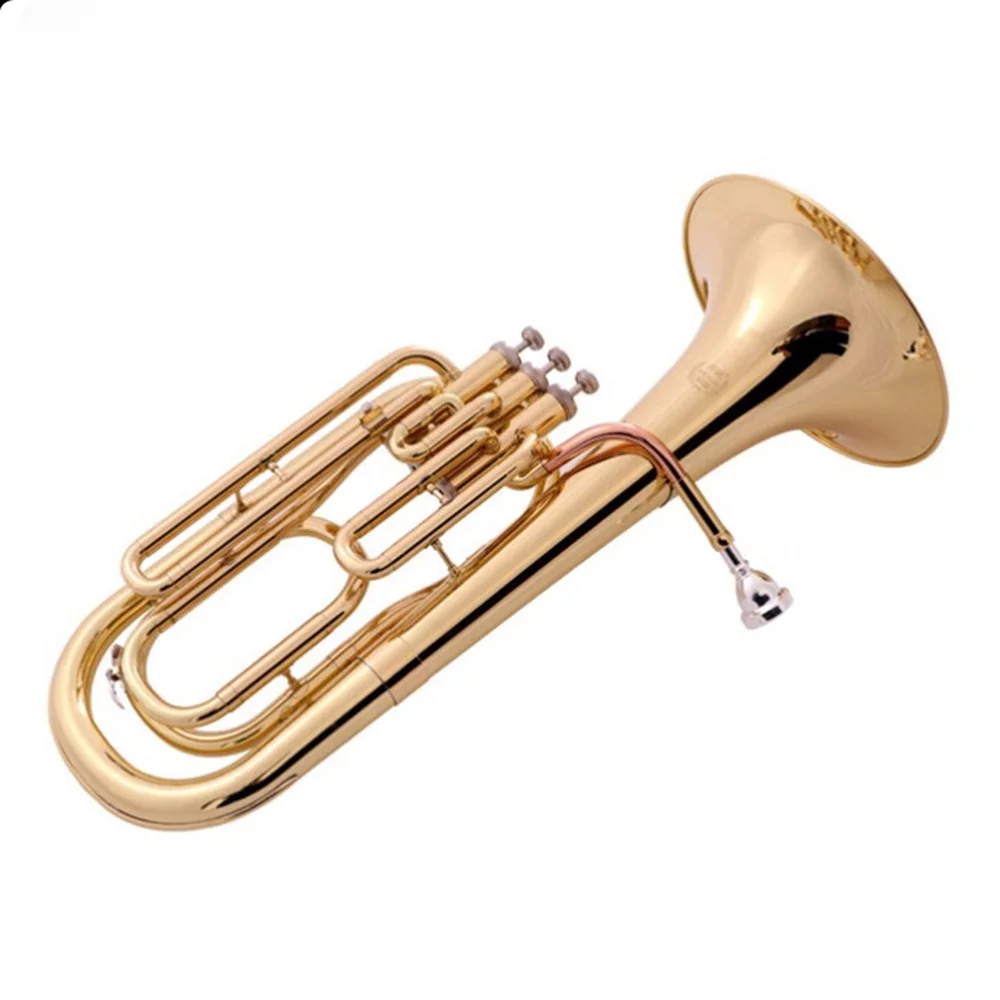Brass Wind,Instrument Special Brass Body Nickel White Copper Piston Phosphor Copper Mouthpiece Tube 3 Vertical Key Baritone