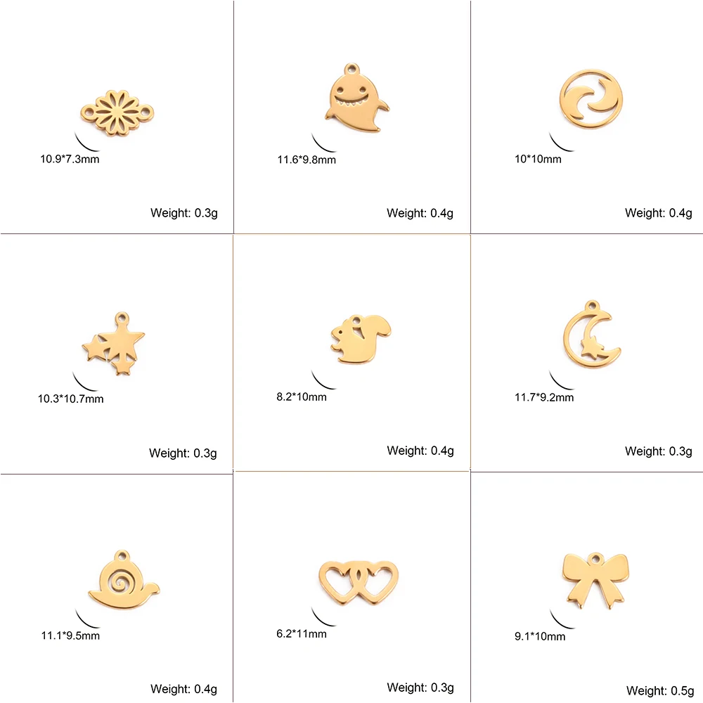 10 teile/los Großhandel Edelstahl Charms Für Schmuck Machen Erkenntnisse Daisy Tier Mond Winzige Anhänger Halskette DIY Zubehör – Detail 5