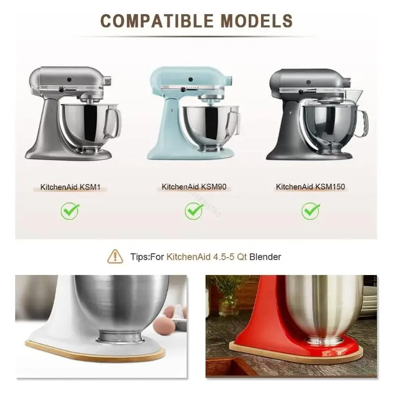 Bamboo-Stand Mixer Mat Slider for KitchenAid 4.5-5 Qt 5K45SS 5KSM175PS Storage Mover-Sliding Appliance Moving Tray