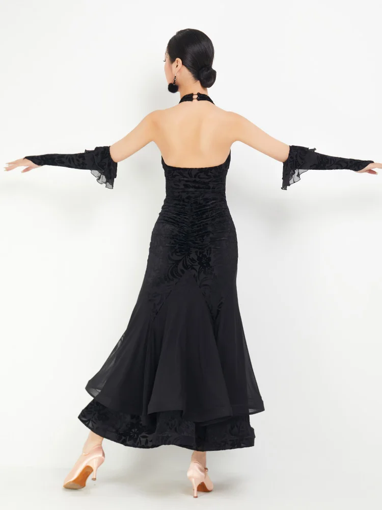 Modern Dance Clothes For Women Social Dance National Standard Large Swing Skirts Suit With Gloves Ballroom Dress DN15992