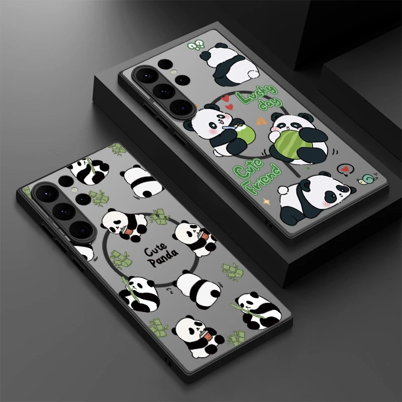 Magnetic Cute Panda Matte Phone Cover