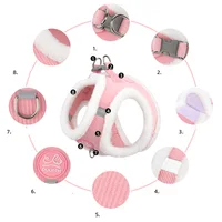 Rabbit Fur Cat Dog Harness and Leash Set Winter Pet Outdoor Walking Supplies Reflective Adjustable Kitten Puppy gatos Harnesses 4