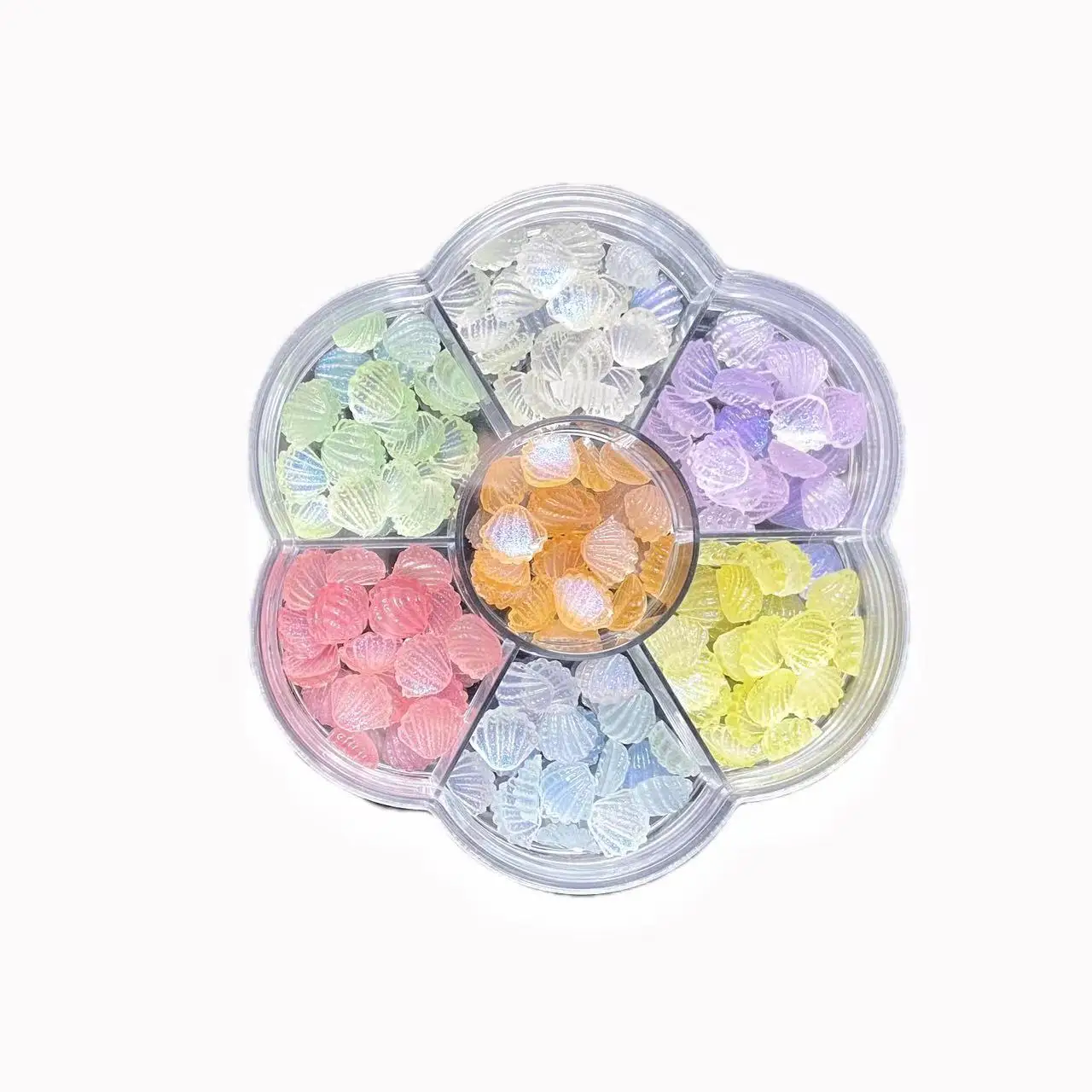 

140pcs 7 Colors Cartoon Noctilucent Shell Charm Nails Rhinestones Gems Glitter Acrylic Nail Art Decoration Accessories For Women