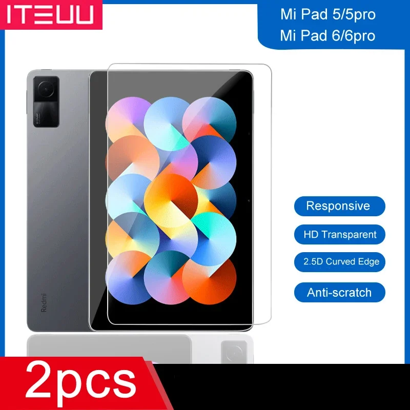 

2 шт., Защитное стекло для Xiaomi Pad 5, 6 Pro, 4 Plus, 11, 12,4 дюймов, Redmi 10,4, полное покрытие, HD, прозрачное, Взрывобезопасное, 9D