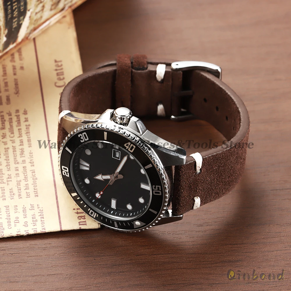 Blue Suede Leather Vintage Watch Strap with Quick Release