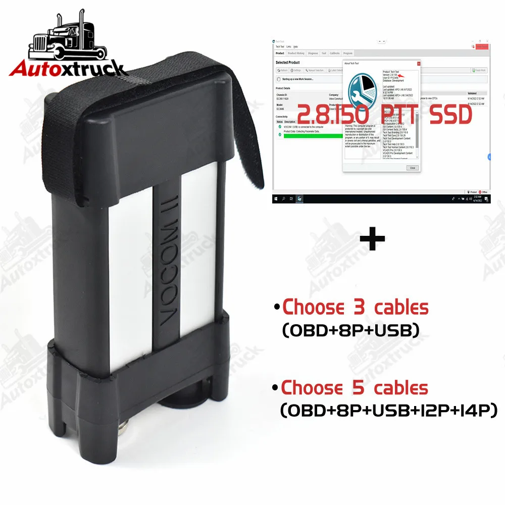 

Truck excavator for Volvo heavy duty Truck Diagnostic tool for Volvo VOCOM II 88894000 with APCI PTT 2.8.150 tech tool