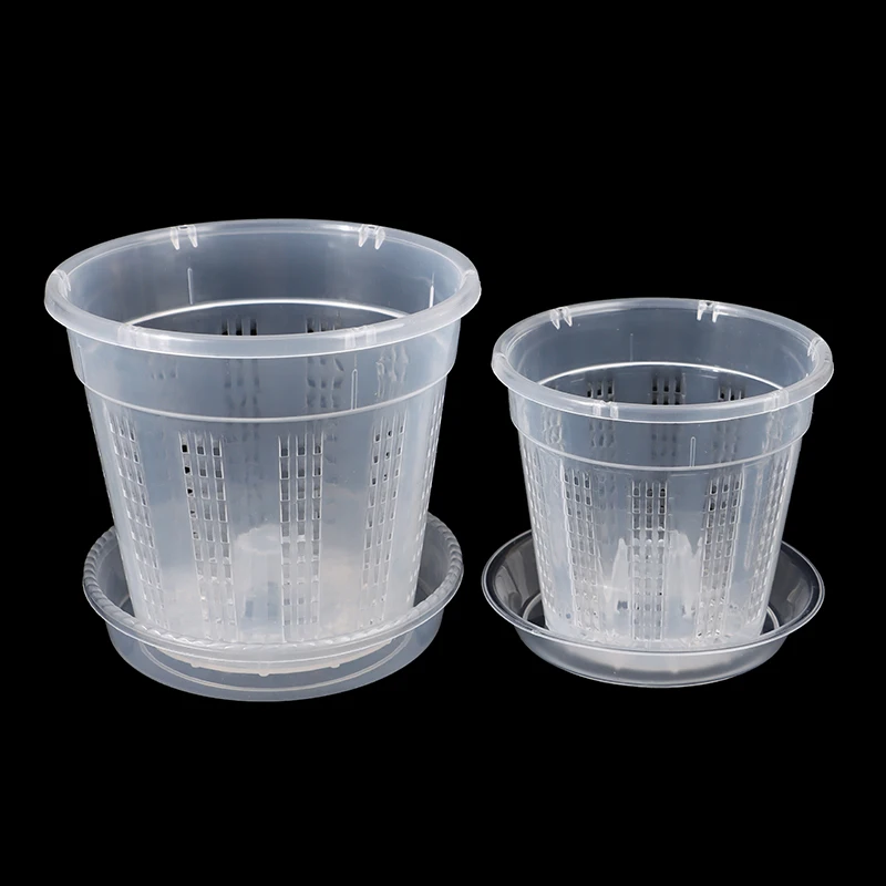 รูปสินค้า 1 PC ครัวเรือน Garden Planter ระบายน้ําหม้อหลุมโปร่งใส Orchid ตะกร้าพลาสติก Breathable ดอกไม้หม้ออุปกรณ์เสริม
