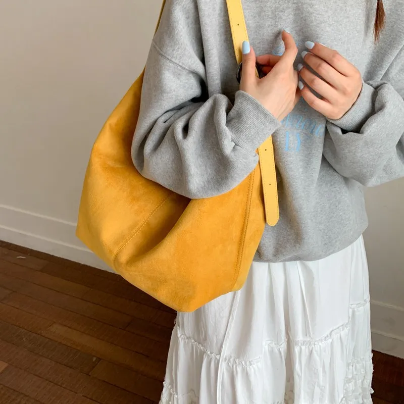 Nuova borsa tote in pelle scamosciata di grande capacità transfrontaliera Borsa a tracolla singola casual e versatile Borsa sotto le ascelle alla moda - immagine 2