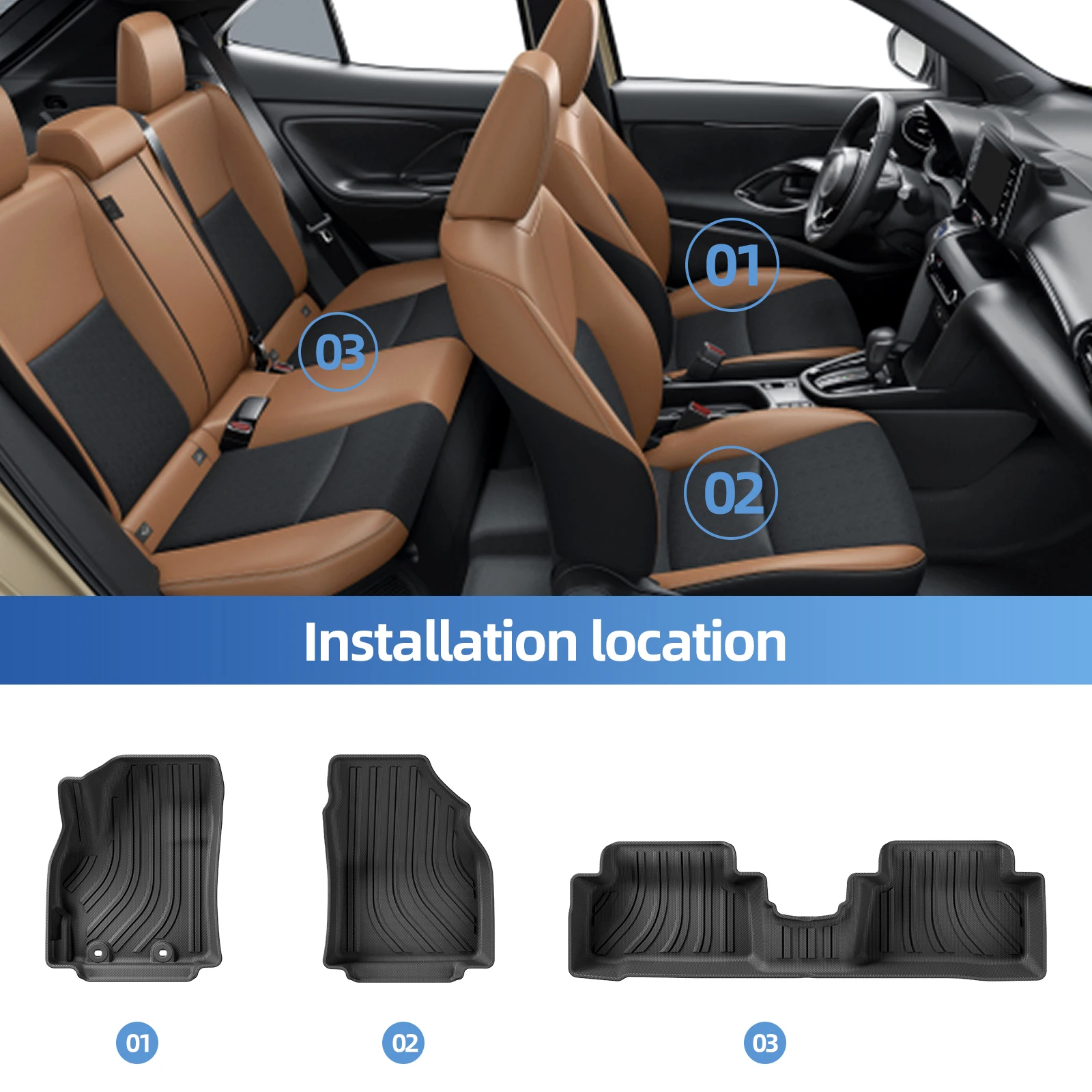 Tappetini Antiscivolo Per Toyota Yaris Cross 2021-2024 - Set In Gomma Per Console E Porta, Colore Blu - Foto 8