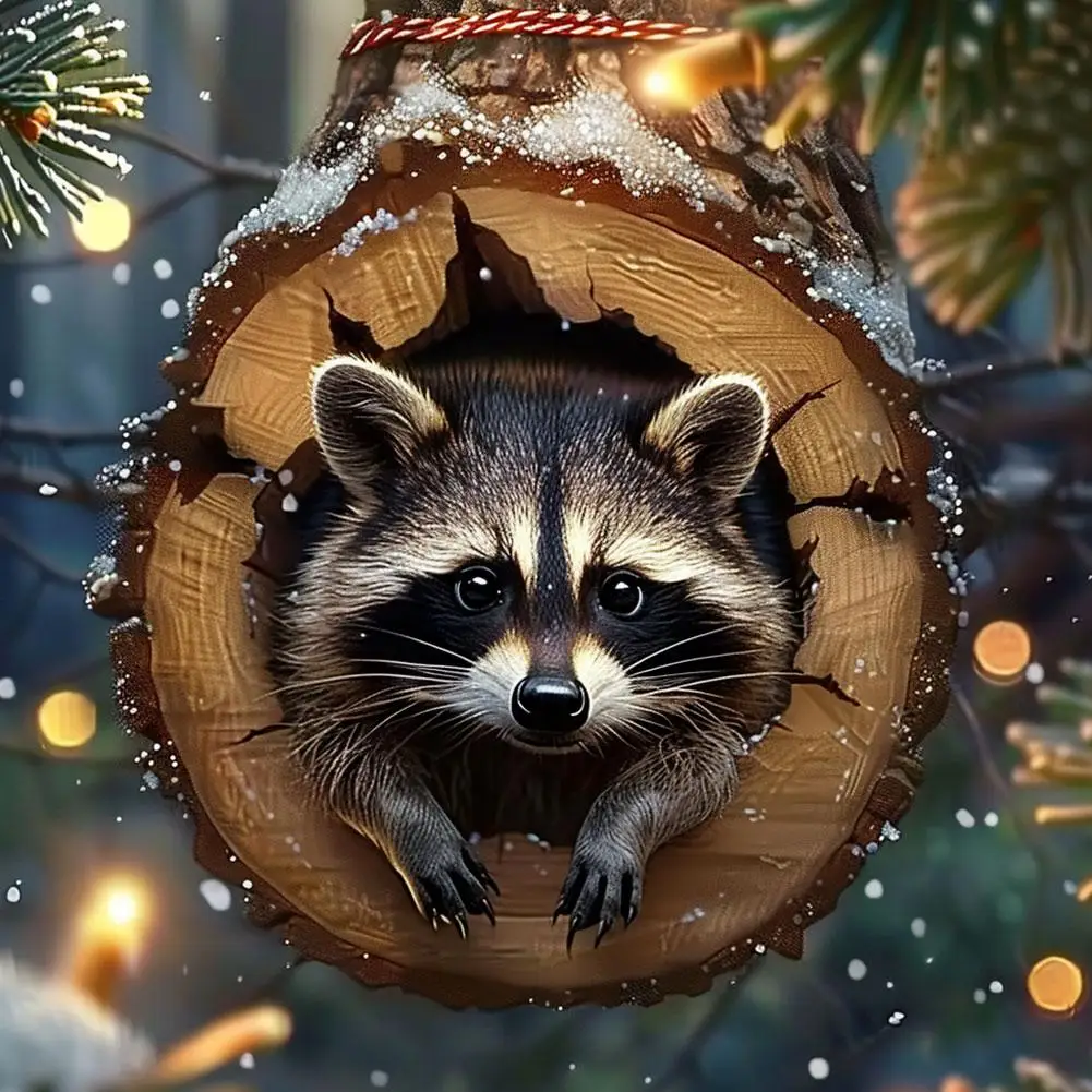 Animal Christmas Ornaments 2D Acrylic Forest Animal Ornaments Cute Christmas Tree Pattern DIY Tree Decoration