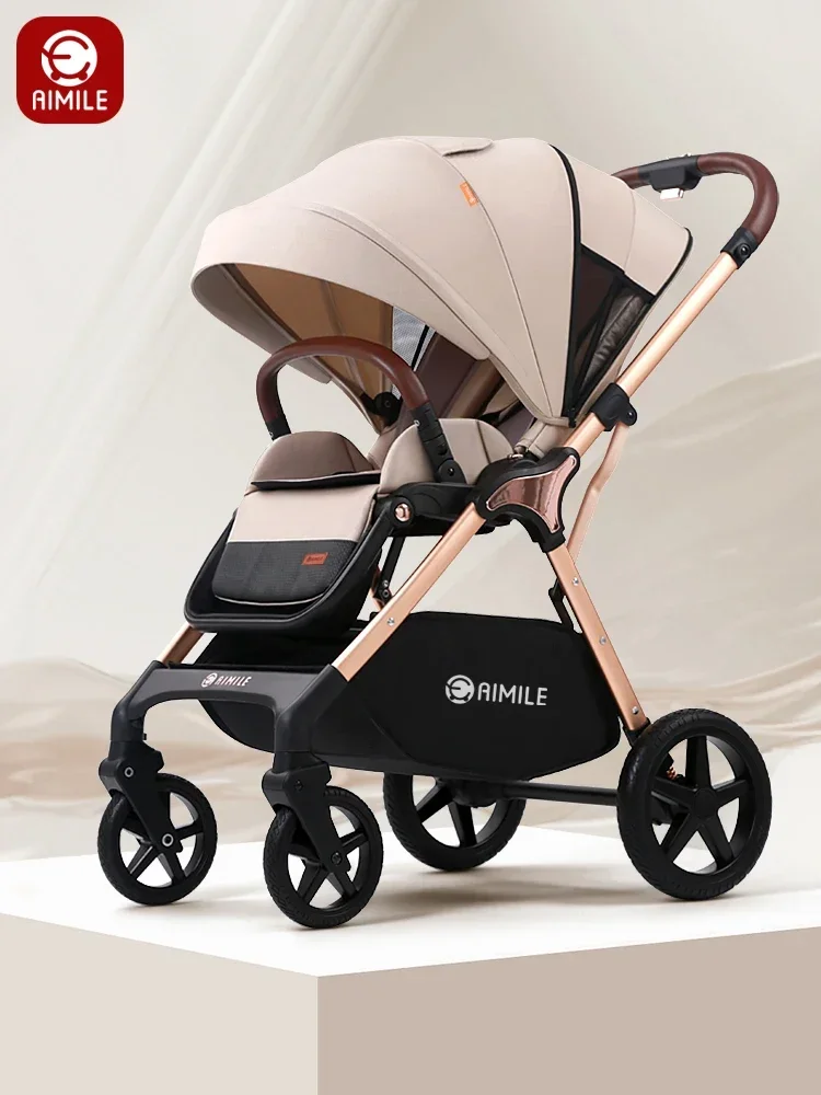 

AIMILE Baby Stroller Can Sit Lie Down Fold in Both Directions Lightweight and High Landscape Children's Stroller