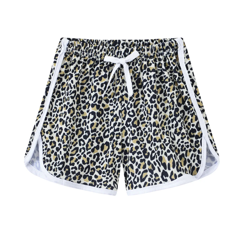 Kids Girls Beach Shorts Pull-on Summer Graphic Active Shorts Little Girls Swim Short Pants Decorative Drawstring Bathing Shorts 5