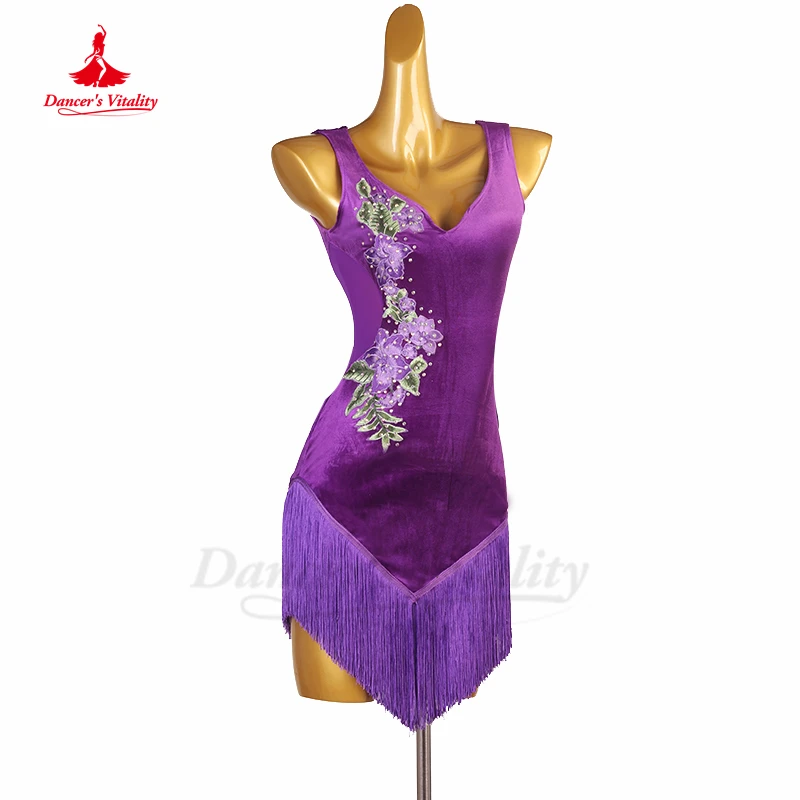 

Latin Dancing Competiton Clothing for Girl's Customsized Rumba Chacha Tango Performance Wear Costumes Adult Women Latin Skirts