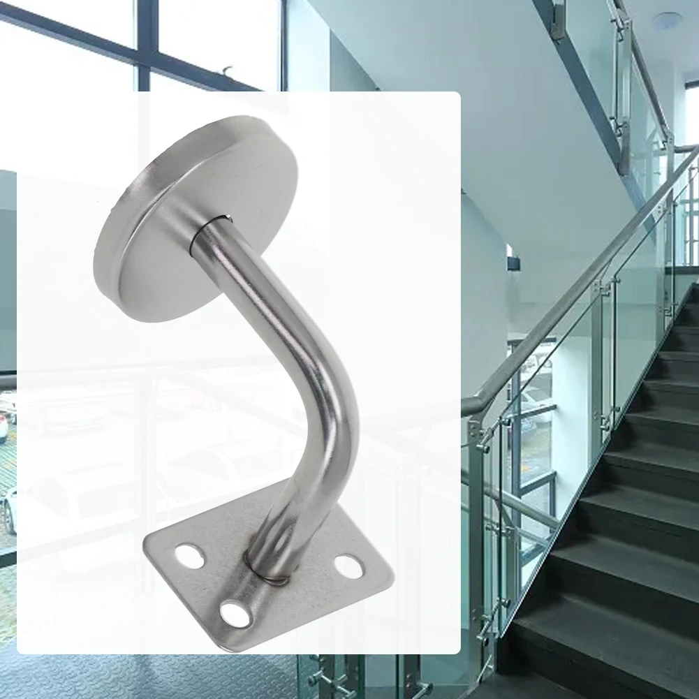 1PC Stair Handrail Brackets Stainless Steel 50x60mm Wall Support Hand Rail Silver Balustrade For Household Hotels Hardware Tools