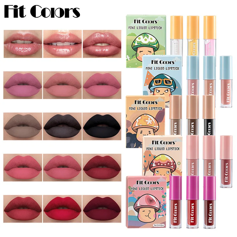 

3Pcs Velvet Matte Lip Gloss Set Long Lasting Waterproof Nude Lipstick Kit Nourish Moisturizing Professional Plumping Lip Oil Set