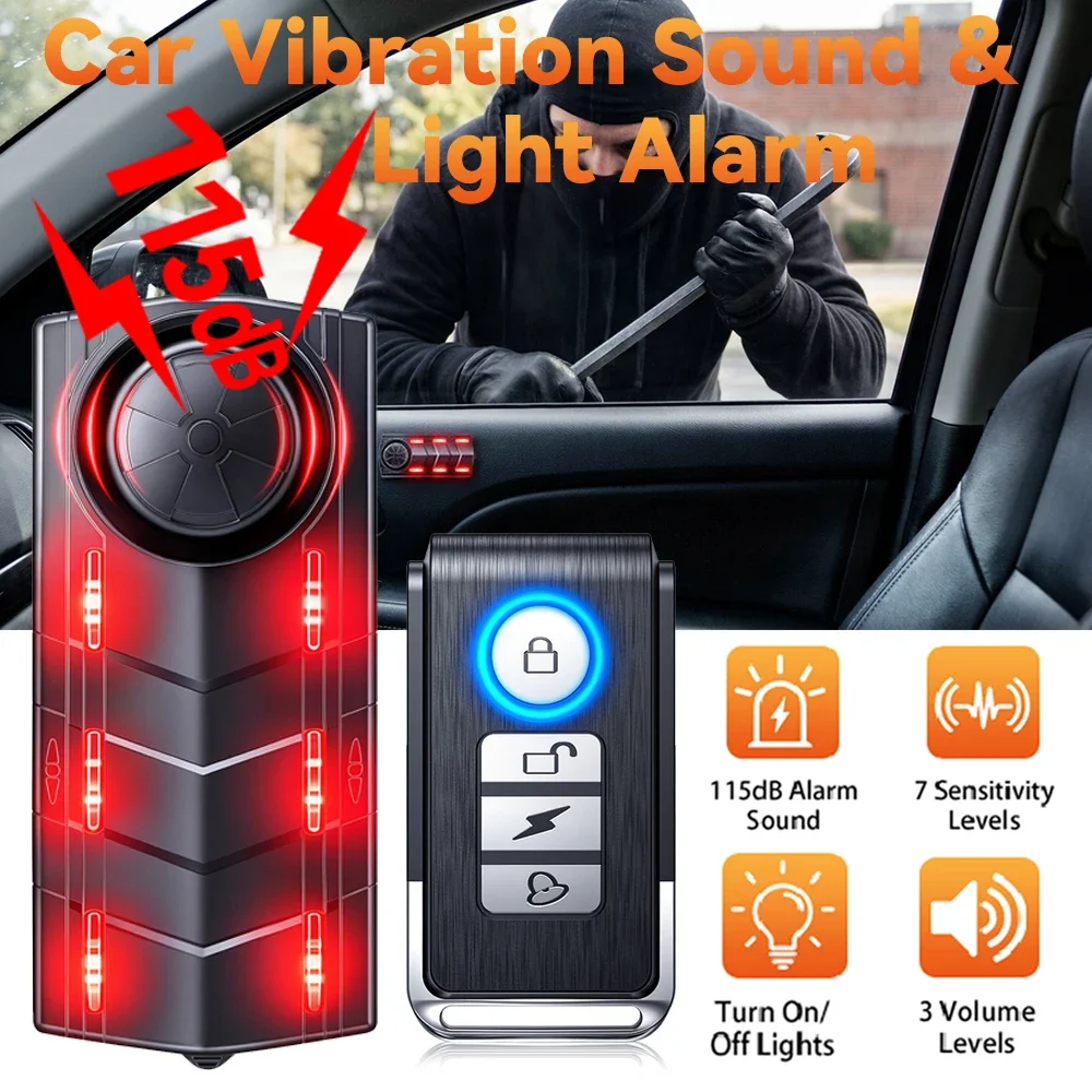 Enhanced Wireless Anti-Theft Vibration Alarm with Adjustable Sensitivity and LED Flash Security