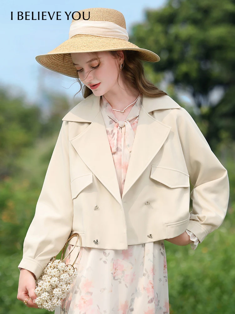 I BELIEVE YOU Short Trench Coat For Women 2024 Spring New Basics Fashion Casual Windbreaker Jackets Solid Female Tops 2241185474