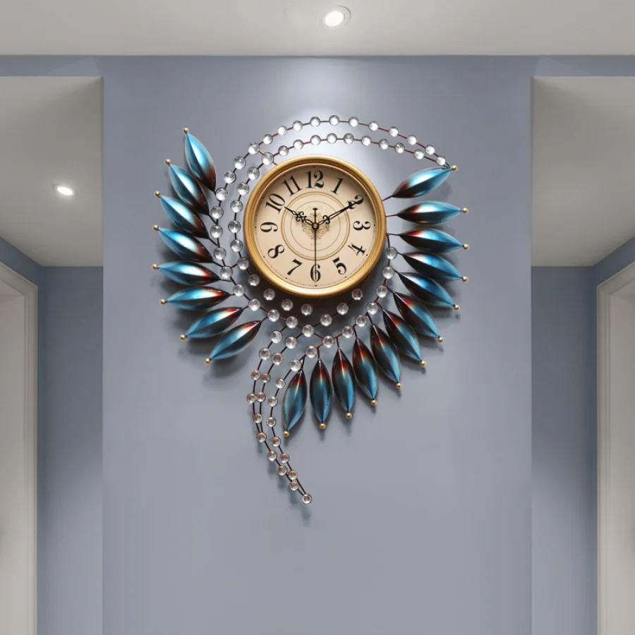 Elegant Wall Clock Home Decor Peacock Design Creative Luxury Large Wall