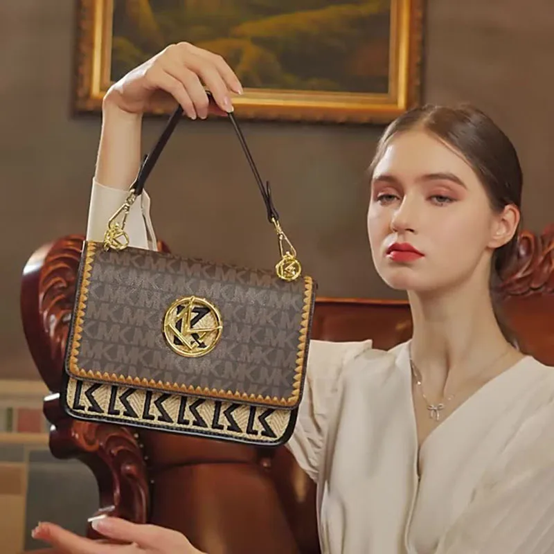 

2023 new vintage handbag printing heavy industry fashion single shoulder oblique cross bag trend temperament female bag R005