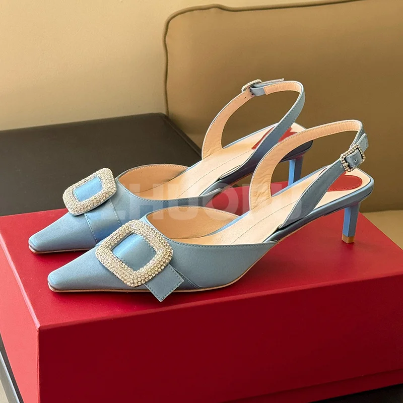

Ladies Sandal Summer 2024 New Style Square Rhinestone Decoration Shallow Mouth Design Women Shoes Fashion Versatile Sandals