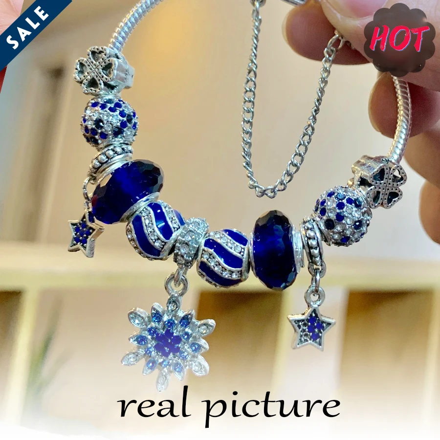 

Yexcodes Fashion Blue Star Same Style Girls DIY Bracelet Street Fashion Jewelry Direct Sales Ladies Charm Bracelets Gifts