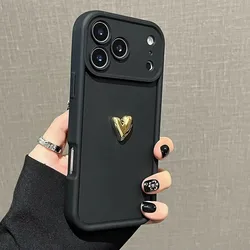 3D Gold Love Heart Matte Phone Case Cover - Honor 30 Pro (Black)
