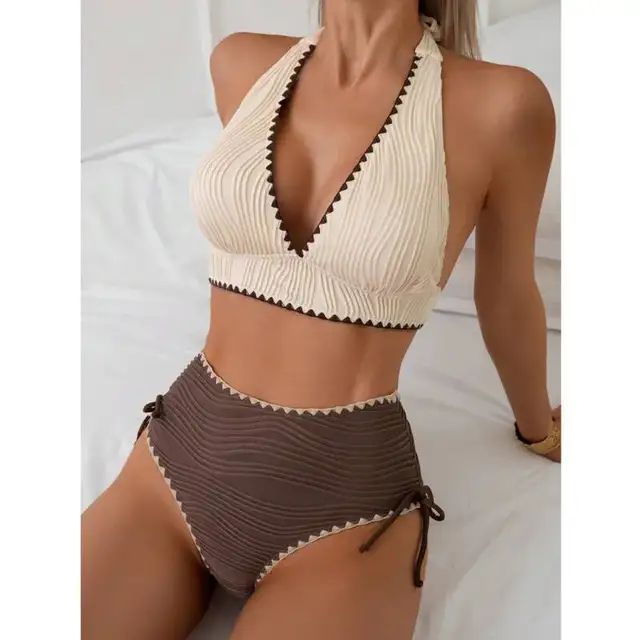 Bikinis sexis de cintura alta, traje de baño para mujer, traje de baño para mujer, trajes de baño, conjunto de Bikini brasileño, ropa de playa, bañista para piscina 2
