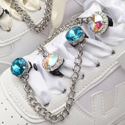 Sneakers Colorful Crystal Gemstone Decoration Shoelace Chain Shoe Buckle Clips Charms Ornaments Pendant Trend Shoes Accessories