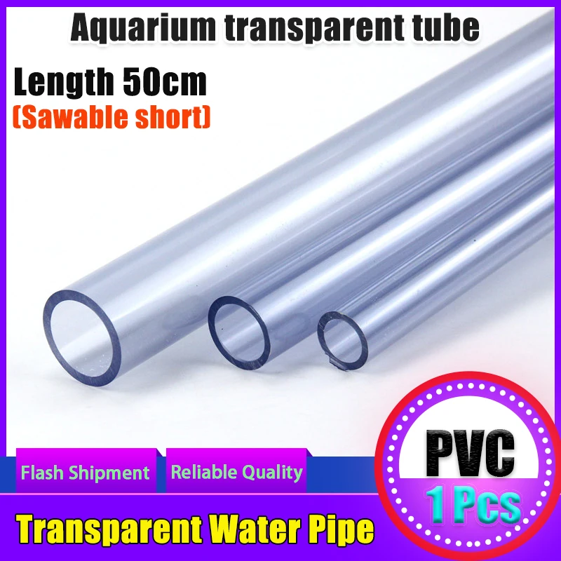 Pipe fittings PVC Transparent Hard Plastic Water Pipe Aquarium Plexiglass Tube 1 PCS (50cm)