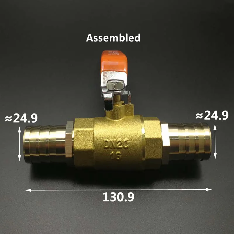 4/6/8/10/12/14/16/19/25/32/40/50mm Hose Barb Red Handle Valve Inline Brass Water Oil Air Gas Fuel Line Ball Valve Pipe Fittings