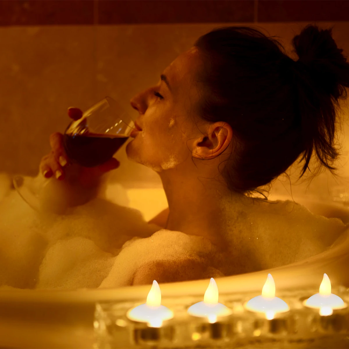 12Pcs LED Floating Candle Light Waterproof Flameless Floating Tealight Smokeless Flickering Prop Lamp Battery Candle Light