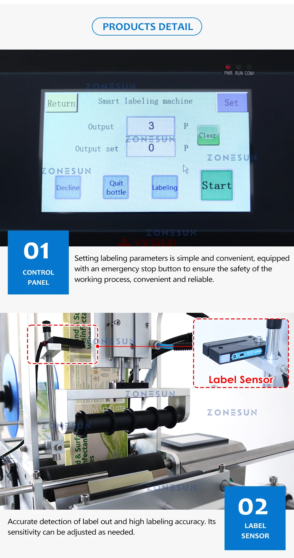 ZS-TB101 Tabletop Round Bottles  Labeling Machine with Printer