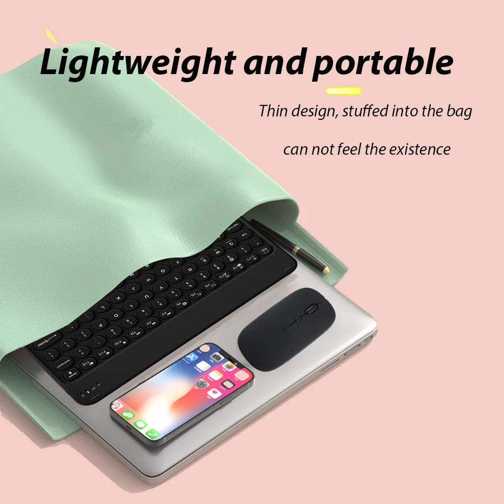 Bluetooth Keyboard And Mouse for iOS Android Windows System circular keycap portable ultra-thin Teclado for Mac iPad cell phone