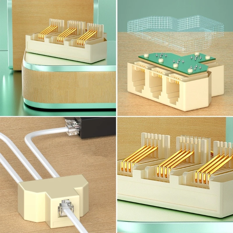 

Telephone Splitter Adapter Three-Way Junction Box Lossless Transmission RJ11 splitter Phone line splitter DropShipping