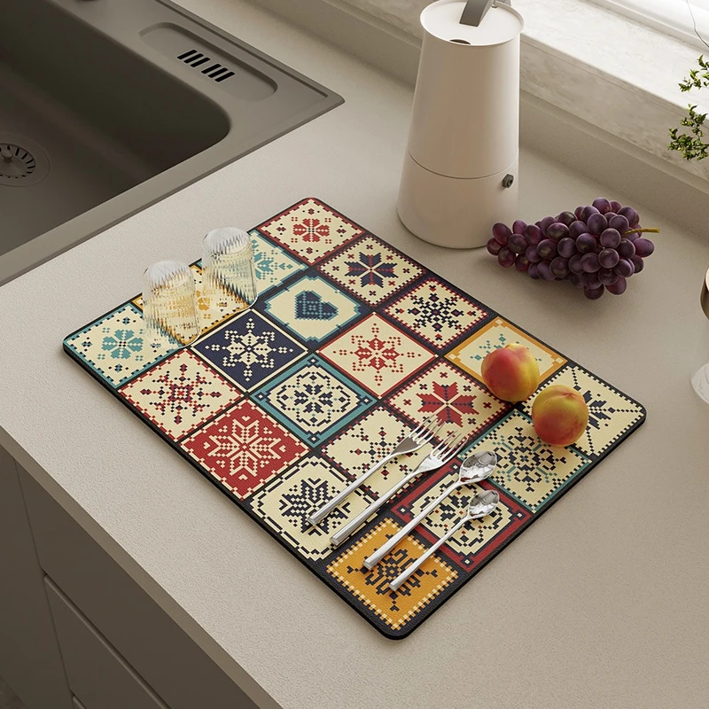 Kitchen Drying Mat Dish Drying Mats Absorbent Drain Pad For Kitchen Sink
