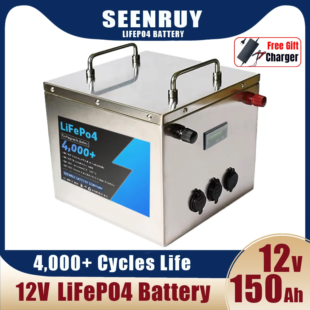 12V 150Ah 200Ah Lifepo4 Batteria Compatta Centrale Elettrica Portatile Bms Usb Lcd Integrato Per Camper Camper Rv Campeggio All'Aperto