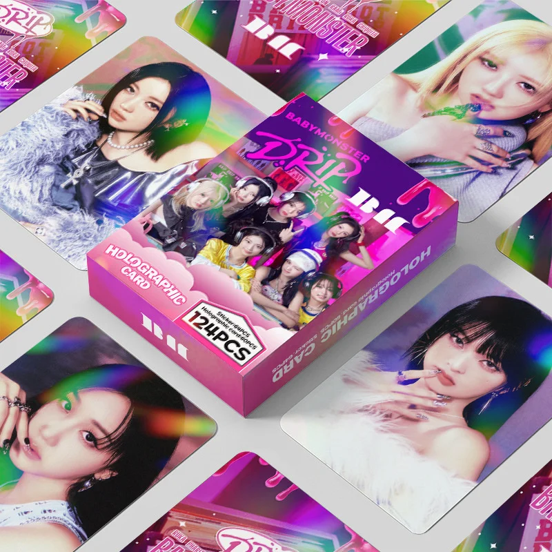 124/set BabyMonster Laser Card Album LOMO Card DRIP Hologram AHYEON RORA CHIQUITA RUKA ASA Glitter Photo Postcard album cards lomo cards photo album