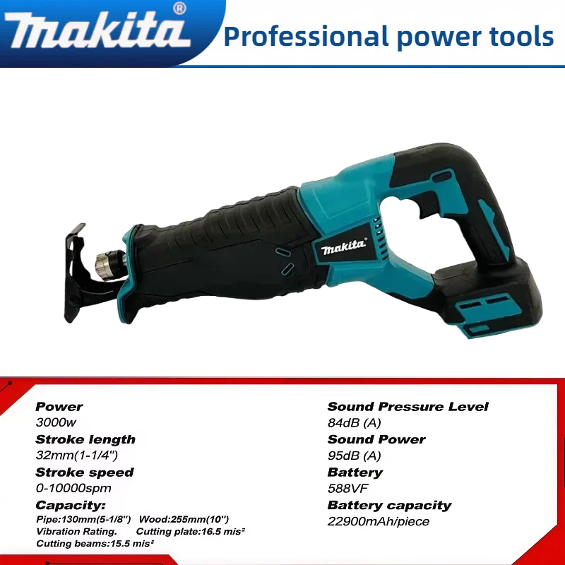 마키타 브러시리스 왕복톱 휴대용 무선 전동 공구 마키타 18V 배터리용 톱날 4개 포함