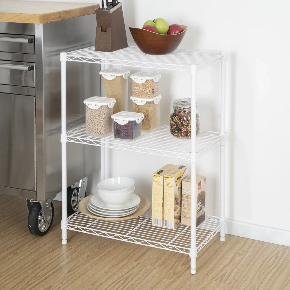 

Hyper Tough 3-Tier Multipurpose Wire Shelving Rack, White Color, 750lbs Load Capacity