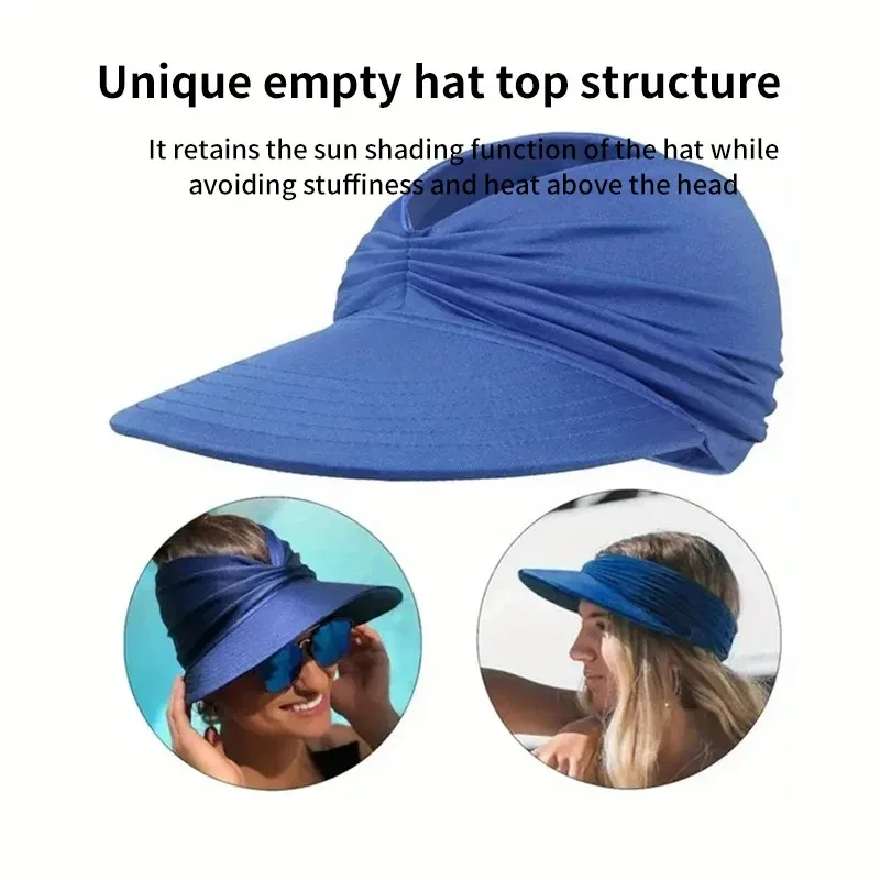Sun Hats Elastic Hollow Top For Outdoor Sun Protection Large Brim UV Foldable