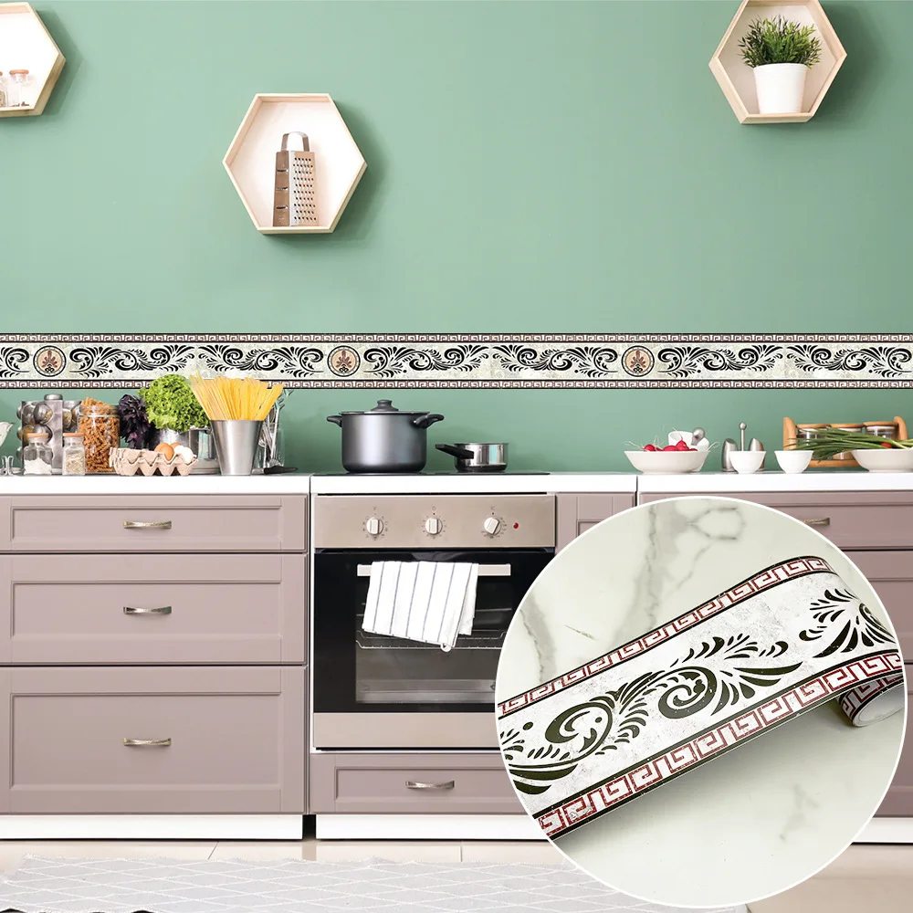 Self Adhesive Wall Skirting Border Sticker Waterproof Wallpaper Bathroom Office Glass Waist Line Tile Floor Sticker Home Decor