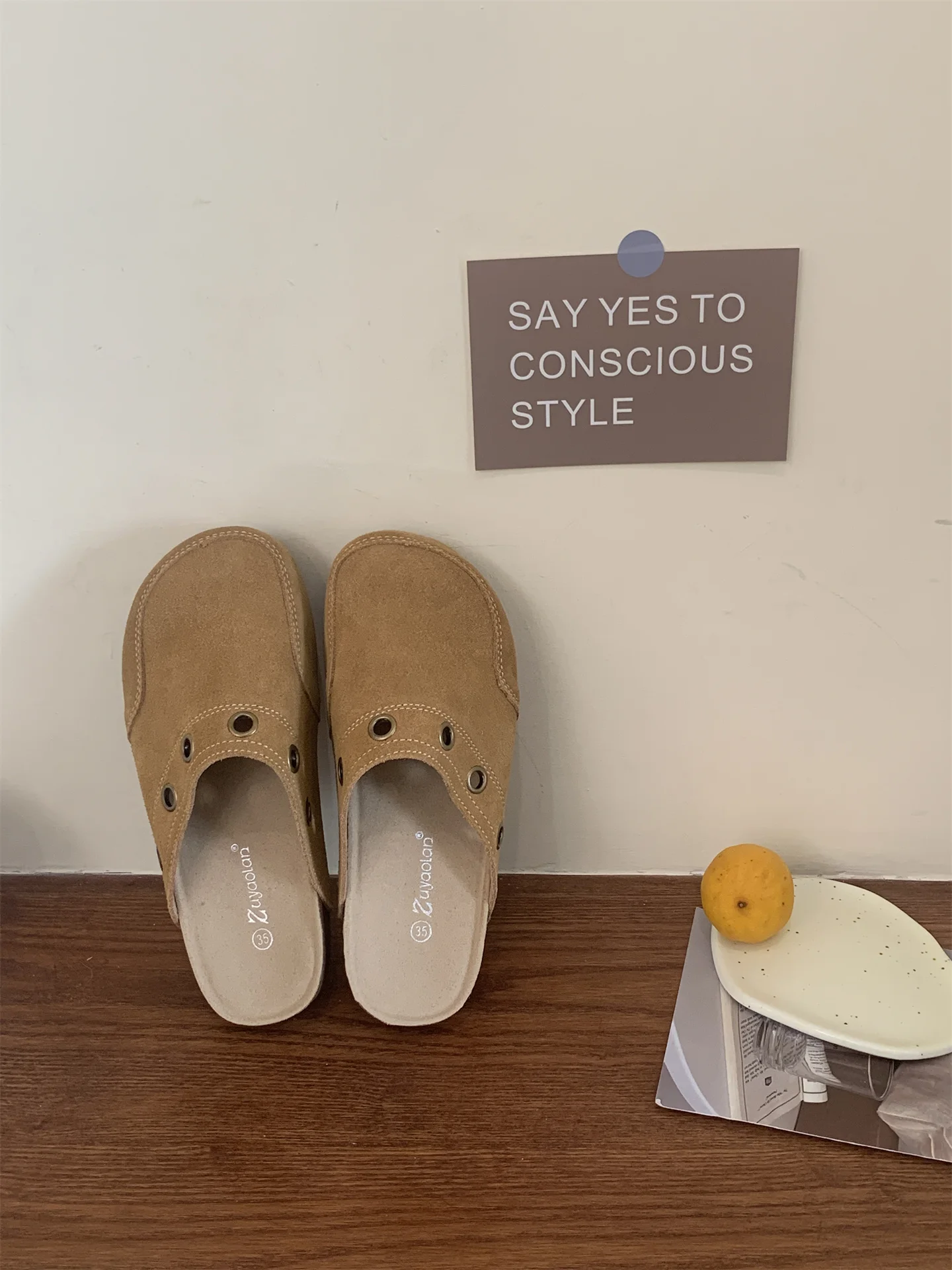 Suede Adjustable Strap Cork Footbed Mules For Women Arch Support_voghion.com