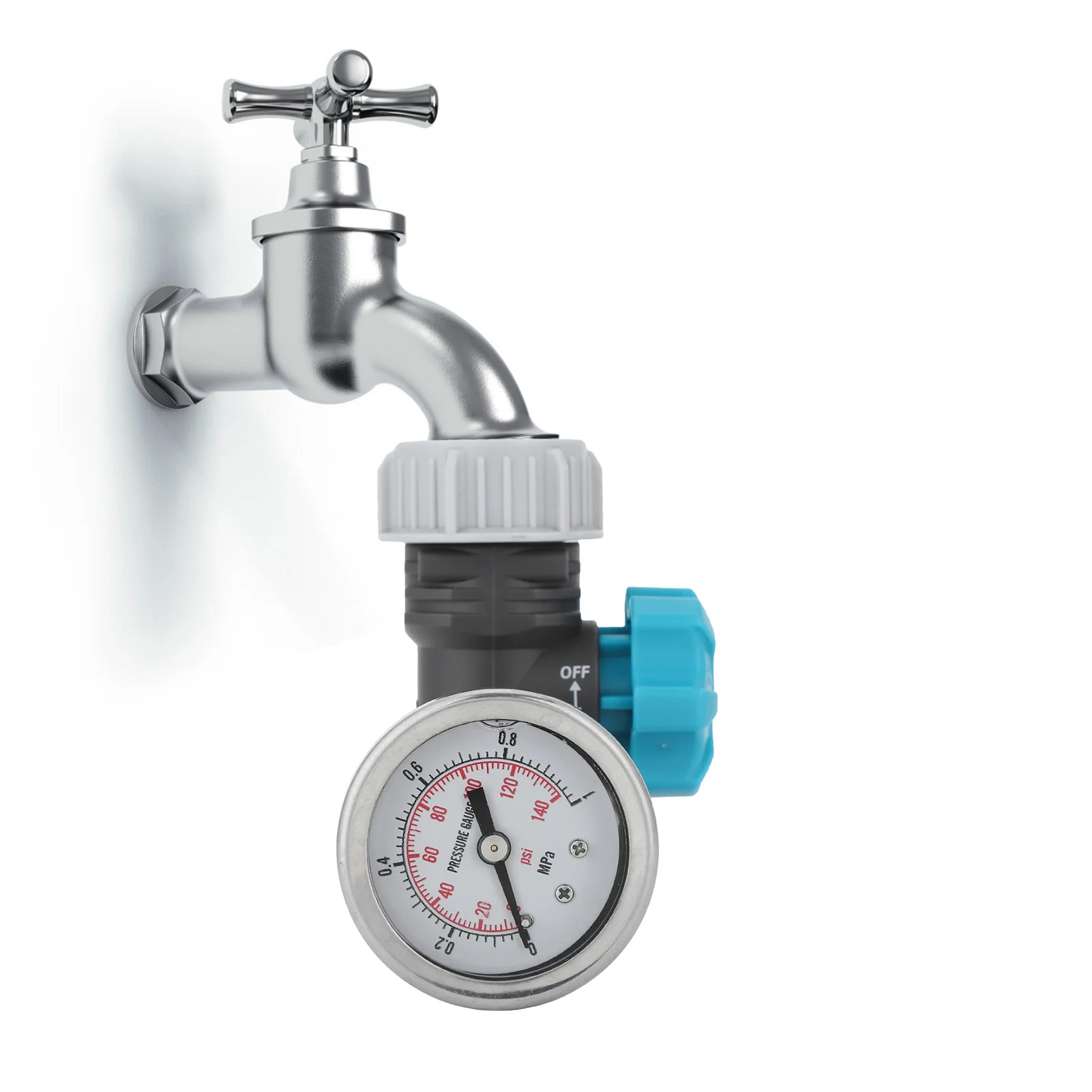 G3/4in Adjustable Water Pressure Regulator Valve with Pressure Gauge Greenhouse Garden Irrigation Controller 6