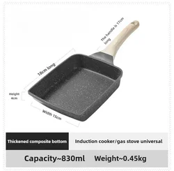 Compact Non - stick Square Frying Pan for Pancakes and Eggs - Kitchen Essential Accessory (Black)
