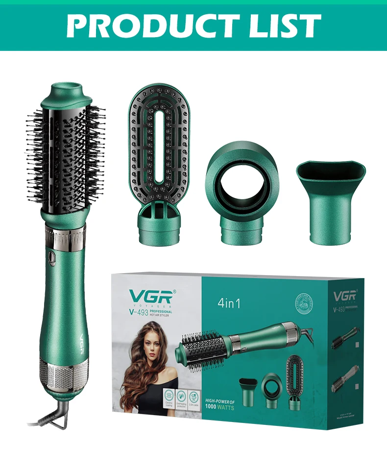 Hair Curler Professional Hair Dryer Hot Comb 4 in 1 Curling Iron Electric Curler
