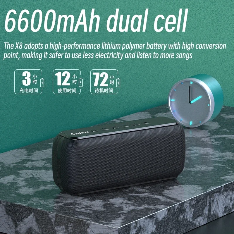 

Caixa De Som X8 60W Commercial Portable Outdoor High Power Card Wireles Bluetooth Speaker IPX5 Waterproof Subwoofer Mini Speaker