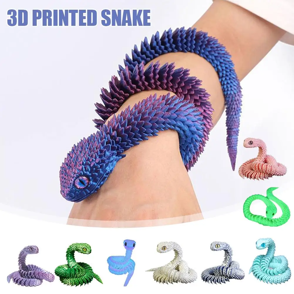 Luminous Snake Ornament 60 Cm Creative Luminous Rainbow Snake Gift Creative Handmade 3D Printing Trendy Desktop Ornaments Cool Fluorescent Snake
