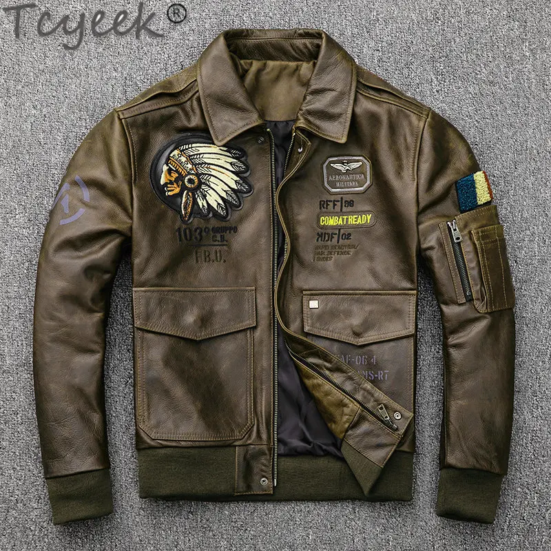 

Куртка Tcyeek Мужская короткая из натуральной кожи, восковая верхняя одежда в винтажном стиле, весна-осень, LM552