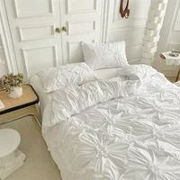 High Quality Three-dimensional Twist Flowers Bedding Set Queen Pinch Pleated Crafts Duvet Cover Set Double Blanket Cover Sets